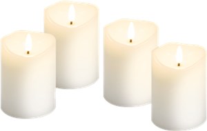 4er-Set LED-Echtwachskerzen, weiß