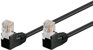 CAT 5e kabel krosowy, 2x 90° pod kątem,U/UTP, czarny, 0,5 m