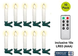 10 Bougies d'Arbre de Noël LED sans Fil incl. 20x AAA (LR03)