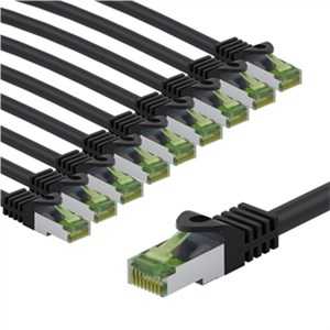 CAT 8.1 Câble Patch Certifié de GHMT, S/FTP (PiMF), 5 m, noir, Kit de 10