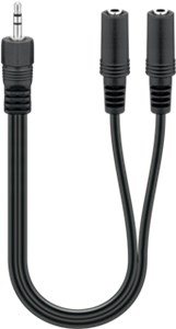 Adaptateur de câble audio en Y 3,5 mm, 1x mâle vers 2x femelles stéréo