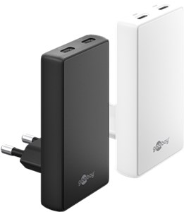 USB-C™ PD GaN Dual-Schnellladegerät 90° Flat (45 W) schwarz