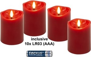 4er-Set LED-Echtwachskerzen, rot, inkl. 12x AAA (LR03)