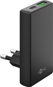 USB-C™ PD GaN Dual-Schnellladegerät 90° Flat (45 W) schwarz