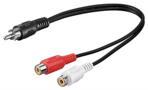 Câble Adaptateur Y Audio, 1x RCA Mâle Stéréo vers 2x RCA Femelle