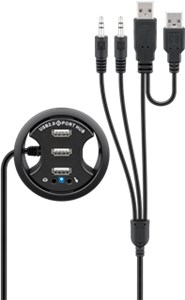 3-portowy wbudowany koncentrator USB z 2x gniazdami jack 3,5 mm