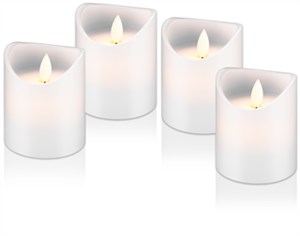 Set of 4 LED Real Wax Candles, white