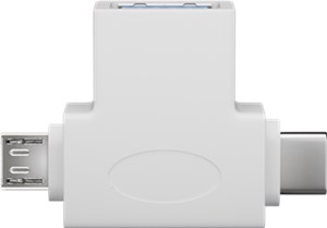 Adaptateur en T USB-A vers USB 2.0 Micro-B, USB A 2.0, Blanc