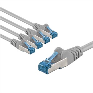 CAT 6A kabel krosowy, S/FTP (PiMF), 5 m, szary, zestaw 5