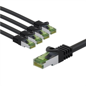 GHMT-certified CAT 8.1 Patch Cord, S/FTP, 2 m, black, Set of 5