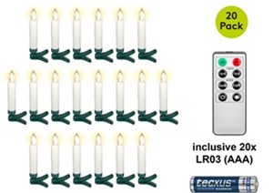 20 Bougies d'Arbre de Noël LED sans Fil incl. 20x AAA (LR03)