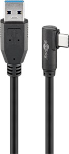 USB 3.0 USB-C™ to USB-A Cable, 90°, 1 m, Black