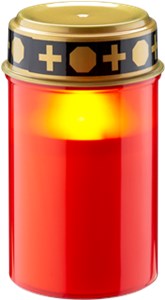 LED Grave Candle with Timer, red