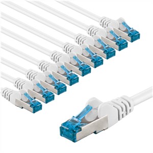 CAT 6A kabel krosowy, S/FTP (PiMF), 1 m, biały, zestaw 10