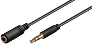 Kopfhörer- und Audio- Verlängerungskabel AUX, 3,5 mm 3-pol, slim