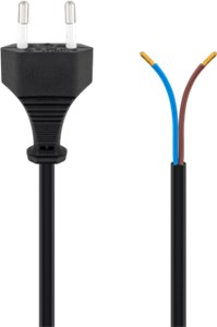 Kabel mit Eurostecker zum Konfektionieren, 1,5 m, Schwarz