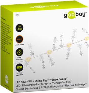 Silver Wire String Light "Snowflakes" with 10 LEDs Silver Wire String Light "Snowflakes" with 10 LEDs