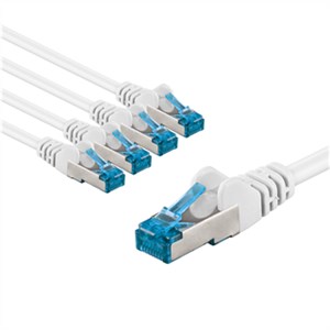 CAT 6A Patch Cable S/FTP (PiMF), 1 m, white, Set of 5