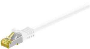 RJ45 kabel krosowy CAT 6A S/FTP (PiMF), 500 MHz, z CAT 7 kable surowym, biały, 0,25 m