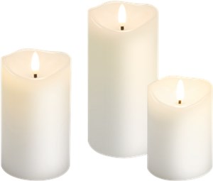 3er-Set LED-Echtwachskerzen, weiß