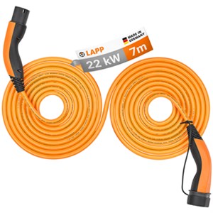 Selbstaufrollendes Ladekabel Typ 2, bis zu 22 kW, 7 m, orange