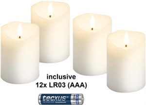 4er-Set LED-Echtwachskerzen, weiß, inkl. 12x AAA (LR03)