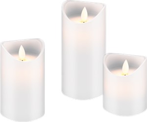 Kit de 3 Bougies LED en Cire Véritable, Blanc