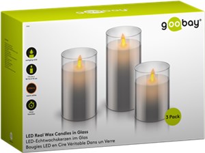 3er-Set LED-Echtwachs-Kerzen im Glas 3er-Set LED-Echtwachs-Kerzen im Glas