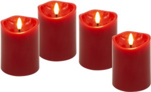 4er-Set LED-Echtwachskerzen, rot