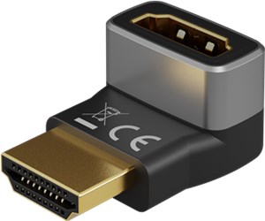 HDMI™-Winkeladapter 90° vertikal, 8K @ 60 Hz, vergoldet