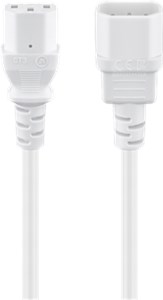 Extension Lead with C13 socket and C14 plug, 1 m, White