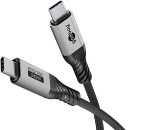 USB-C™-Kabel, USB4™ Version 2.0, 1 m, schwarz;grau USB-C™-Kabel, USB4™ Version 2.0, 1 m, schwarz;grau