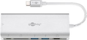 USB-C™-Multiport-Adapter auf HDMI™ 4K @ 30 Hz, USB, Cardreader, RJ45, PD, Alu, silber USB-C™-Multiport-Adapter auf HDMI™ 4K @ 30 Hz, USB, Cardreader, RJ45, PD, Alu, silber