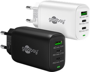 Caricatore rapido multiporta USB-C™ PD GaN (65 W) bianco Caricatore rapido multiporta USB-C™ PD GaN (65 W) bianco