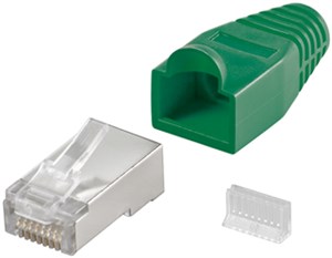 RJ45-Stecker, CAT 5e STP geschirmt mit Knickschutztülle RJ45-Stecker, CAT 5e STP geschirmt mit Knickschutztülle