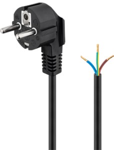 Angled Protective Contact Cable for Assembly, 3 m, Black, (3*1 mm²) Angled Protective Contact Cable for Assembly, 3 m, Black, (3*1 mm²)
